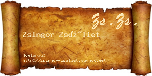 Zsingor Zsüliet névjegykártya